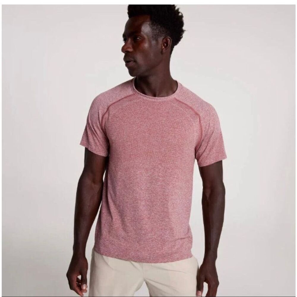 VRST Men's Circuit Seamless Short Sleeve Top in Desert Rust/Pure White Sz L NWT